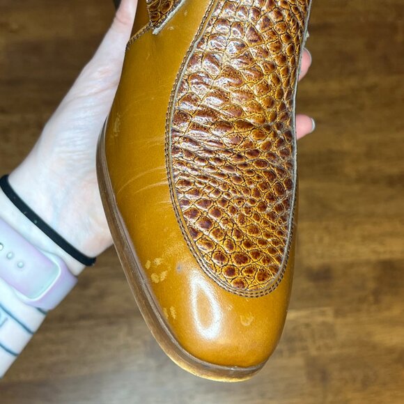 Verde Men\'s Brown Crocodile Embossed Leather Dress Loafers 7.5 M 55010 main image 5